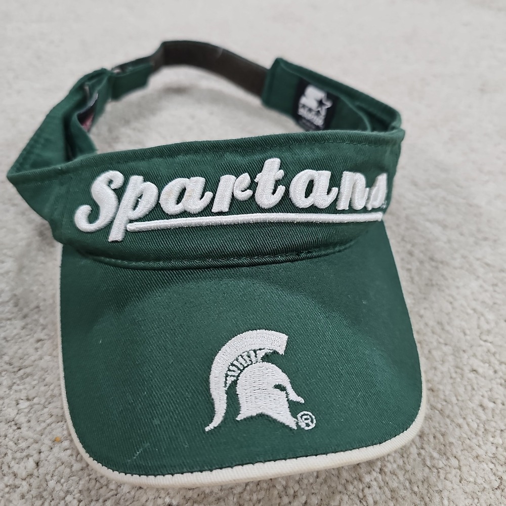 Starter Michigan State MSU Spartans Visor Hat Cap Strap Back 1 Size OSFA Green